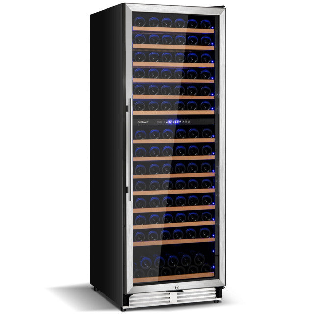 154-Bottle Freestanding Wine Cooler Refrigerator 23.5 Inch Dual Zone Beverage Cellar with Temperature Memory Function