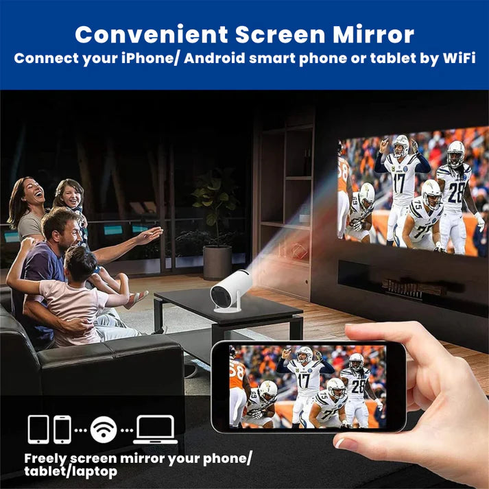 PortoVision 4K Video Projector - The #1 Smart Portable Home Theatre Projector (Wifi, HDMI, Bluetooth, AV, Micro SD)