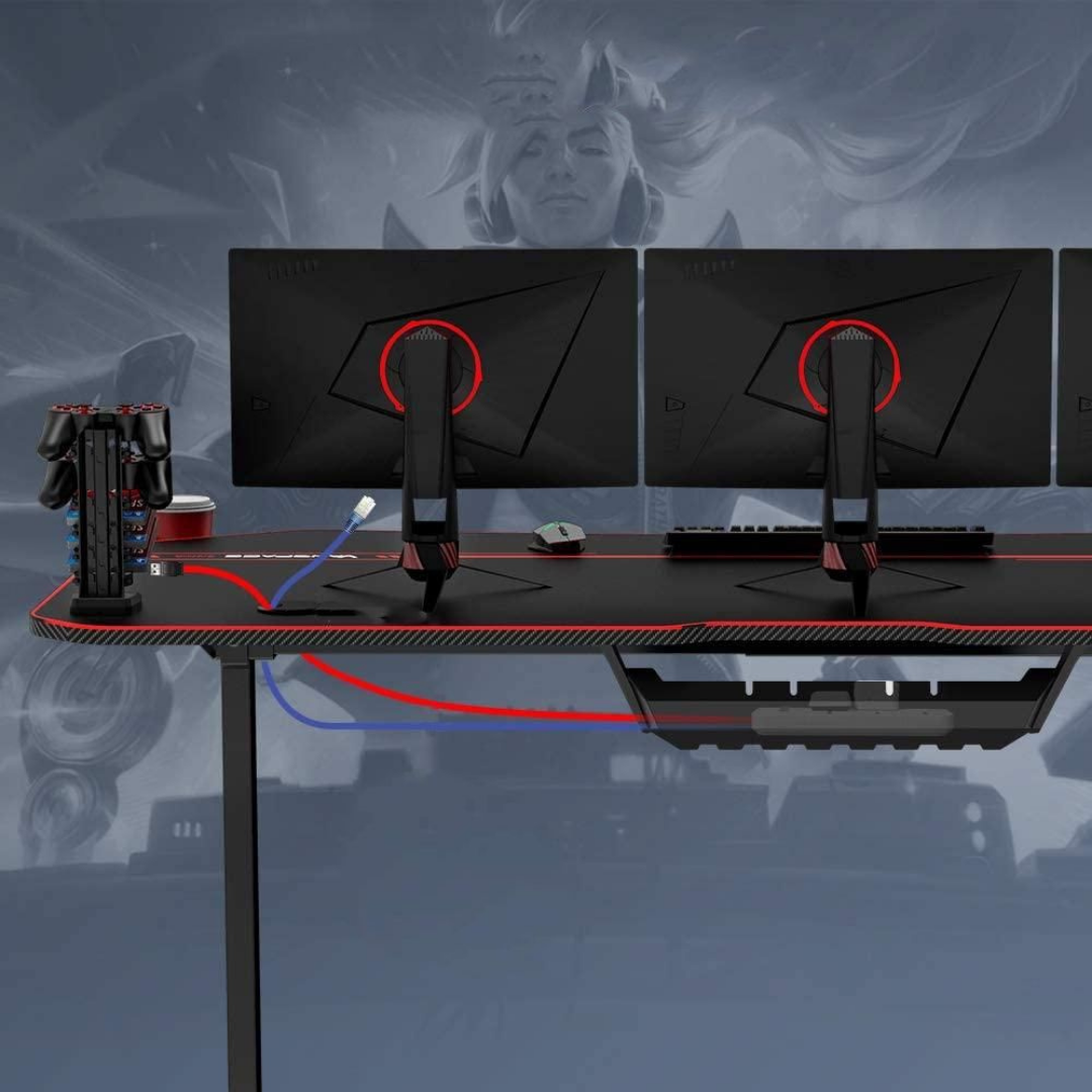 Large Ergonomic Home Gaming Computer Table Desk 63 in - Westfield Retailers