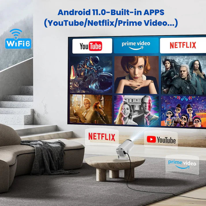 PortoVision 4K Video Projector - The #1 Smart Portable Home Theatre Projector (Wifi, HDMI, Bluetooth, AV, Micro SD)