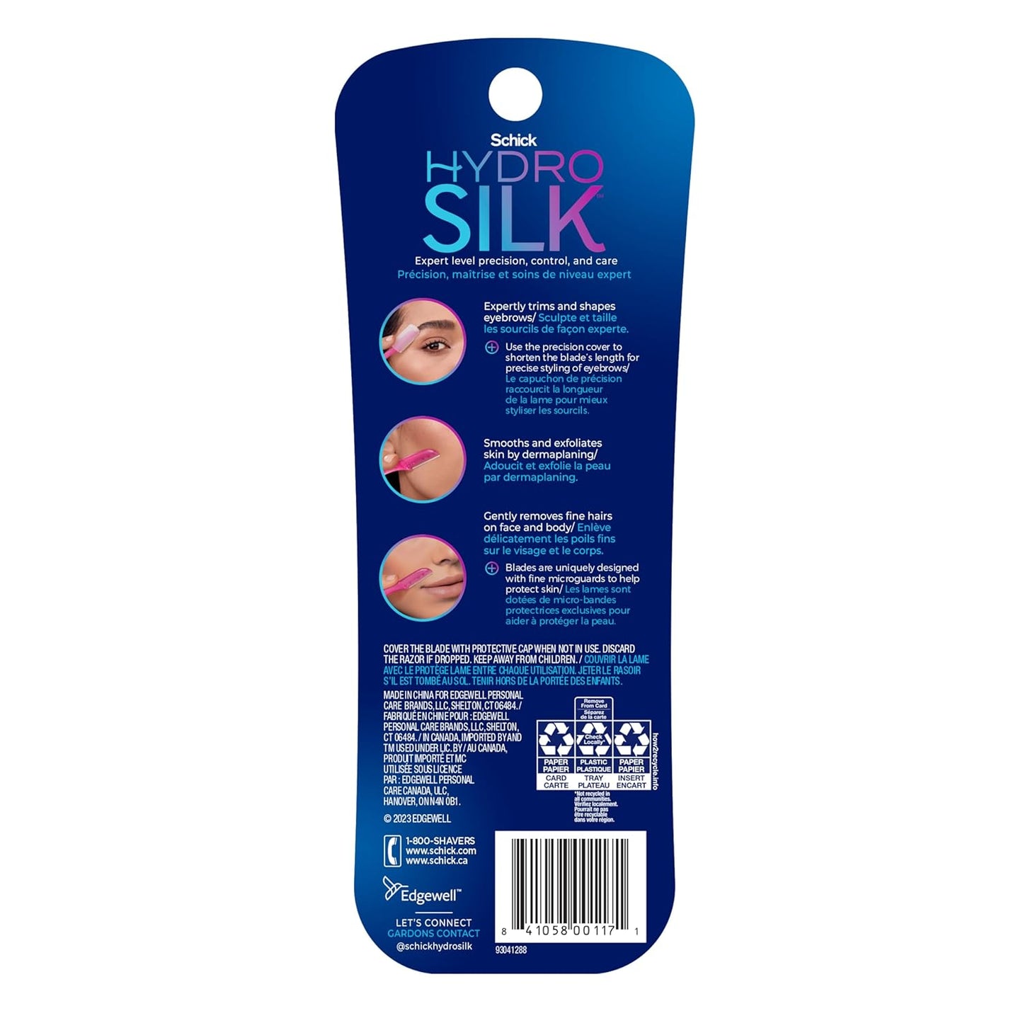 Schick Hydro Silk Touch-Up Dermaplaning Tool with Precision Cover, 3ct