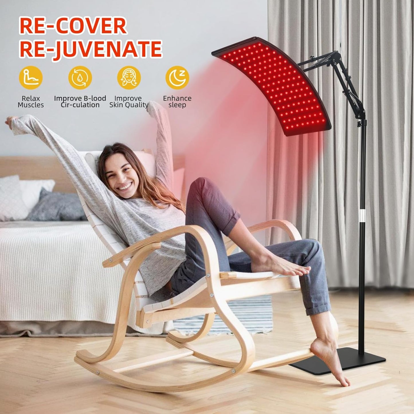 RedVive Therapy Lamp Kit - Advanced Red Light Therapy for Face and Body + Eye Goggles (Improves Cell Repair Process - Best For Acne Prone)