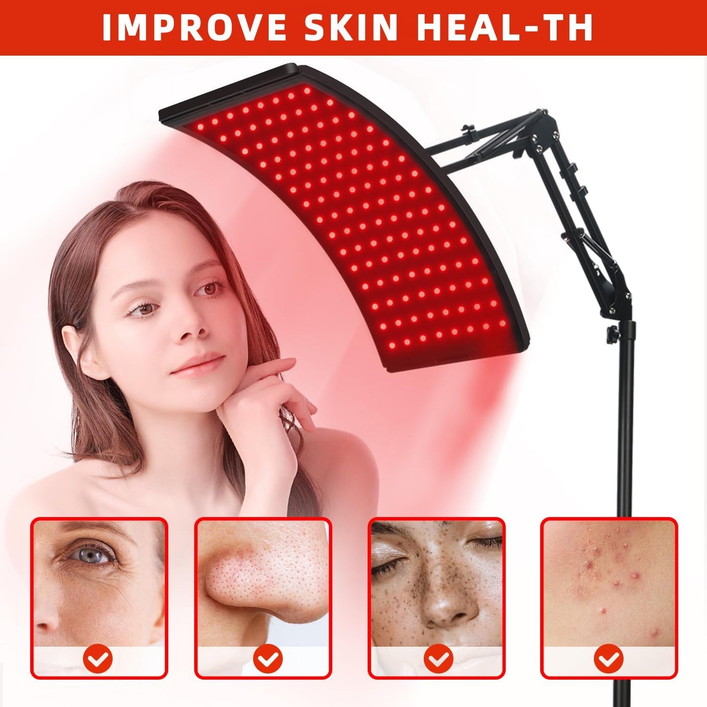 RedVive Therapy Lamp Kit - Advanced Red Light Therapy for Face and Body + Eye Goggles (Improves Cell Repair Process - Best For Acne Prone)