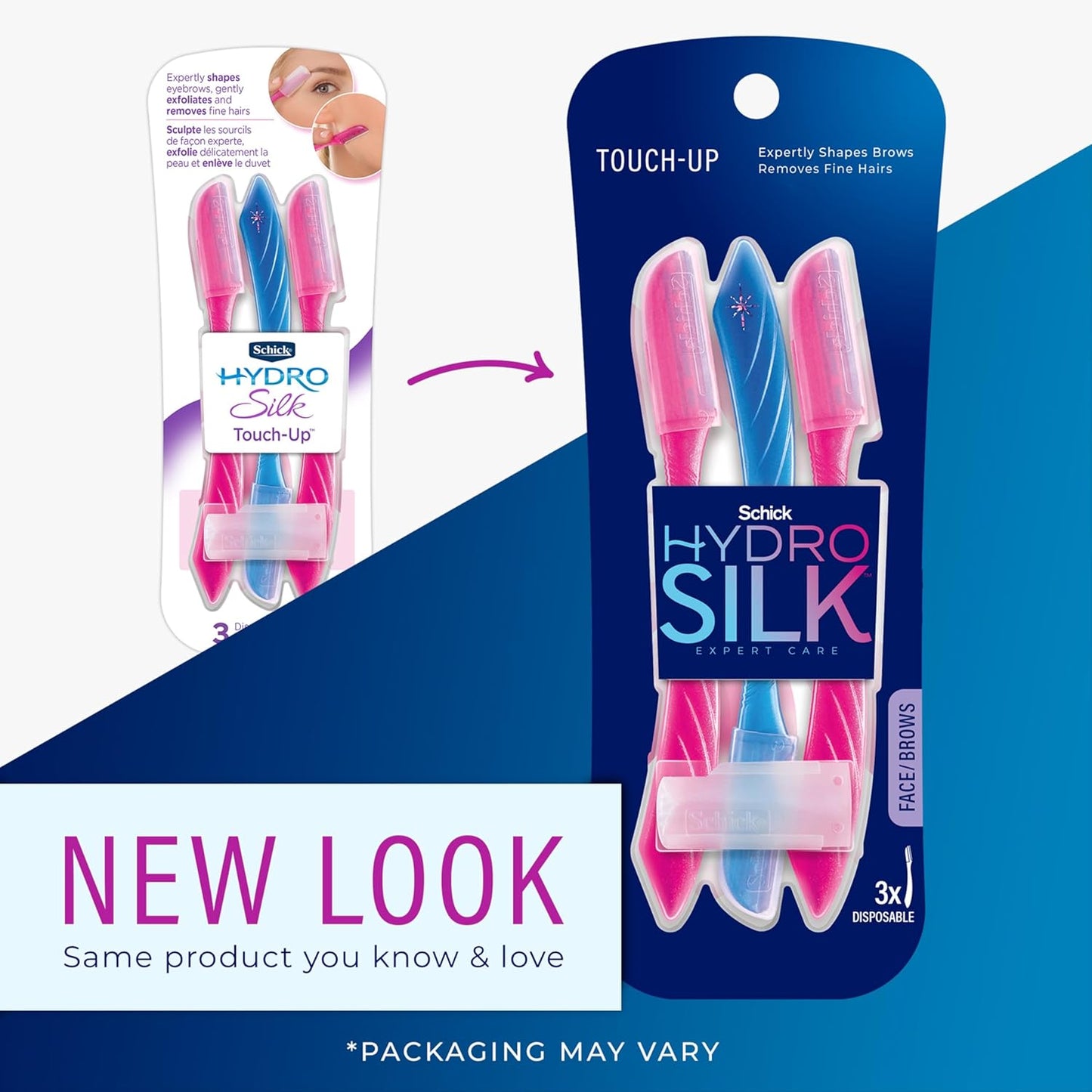 Schick Hydro Silk Touch-Up Dermaplaning Tool with Precision Cover, 3ct