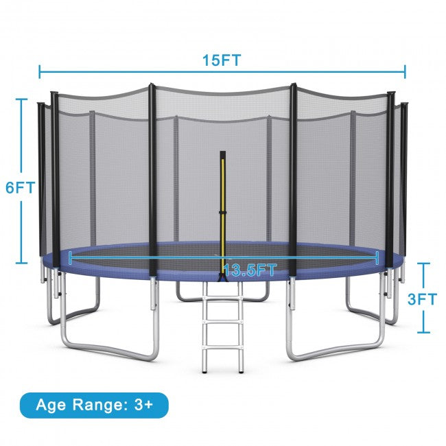 Outdoor Trampoline Combo Bounce Jump with Safety Closure Net Ladder