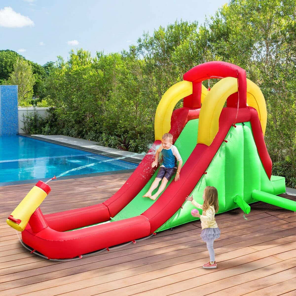 Kids Garden Inflatable Water Slides with Climb Wall