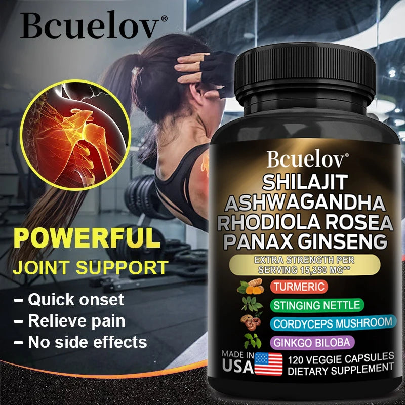 BioBoost- Shilajit Resin Himalaya Capsules - 15250 mg - Combination of Ashwagandha, Ginseng, Cordyceps, Ginkgo, Turmeric