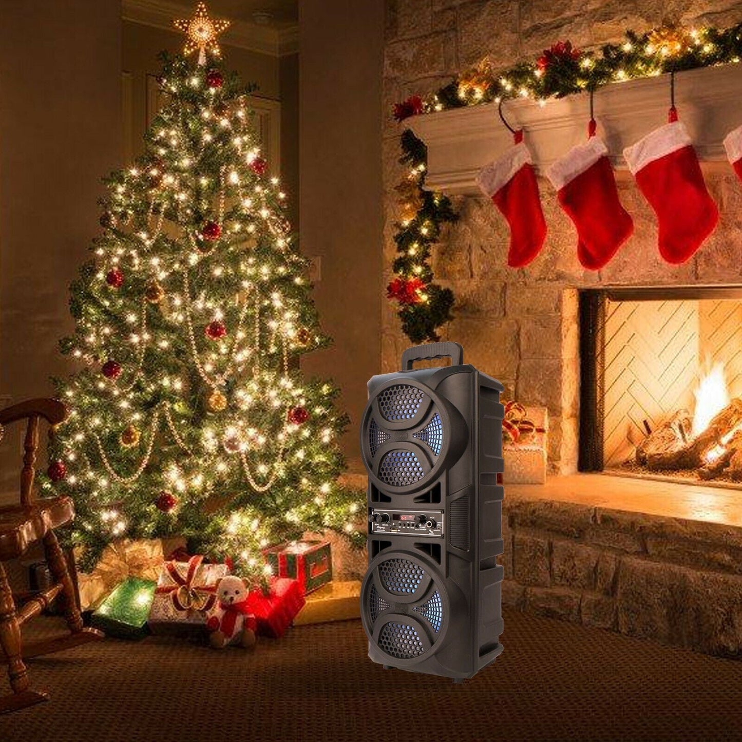 Portable Compact Dual DJ Bluetooth Party Box Speaker With Lights - Westfield Retailers