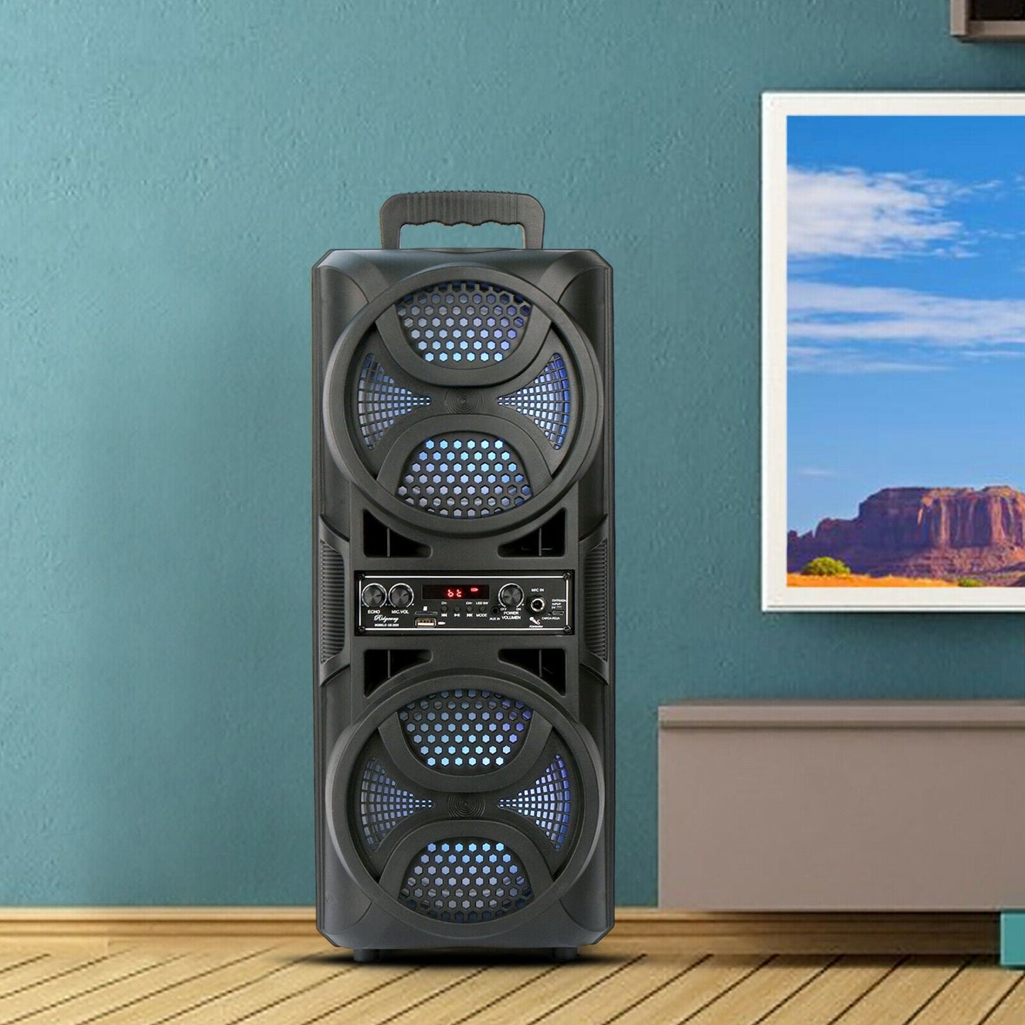 Portable Compact Dual DJ Bluetooth Party Box Speaker With Lights - Westfield Retailers
