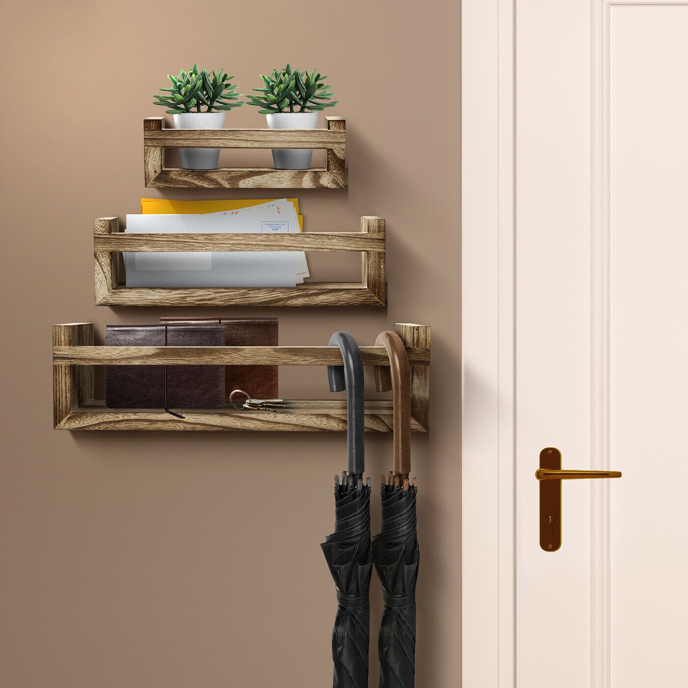 Premium Wall Mounted Floating Wooden Rustic Kitchen Shelves - Westfield Retailers