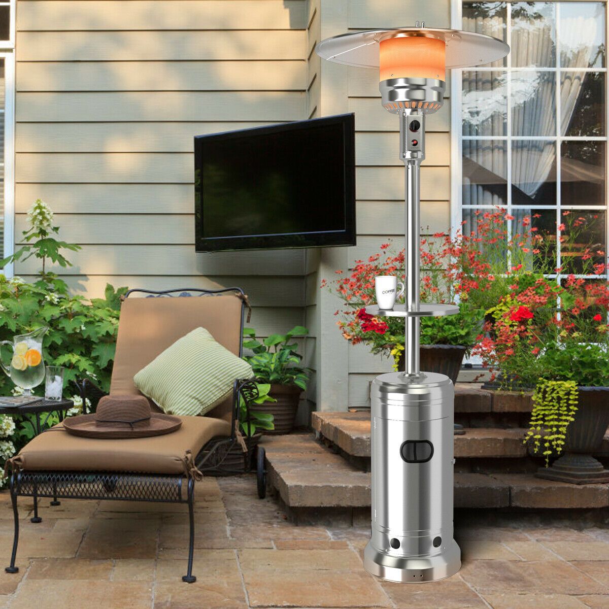 Outdoor Tall Portable Propane Gas Patio Deck Heater 48,000 BTU - Westfield Retailers