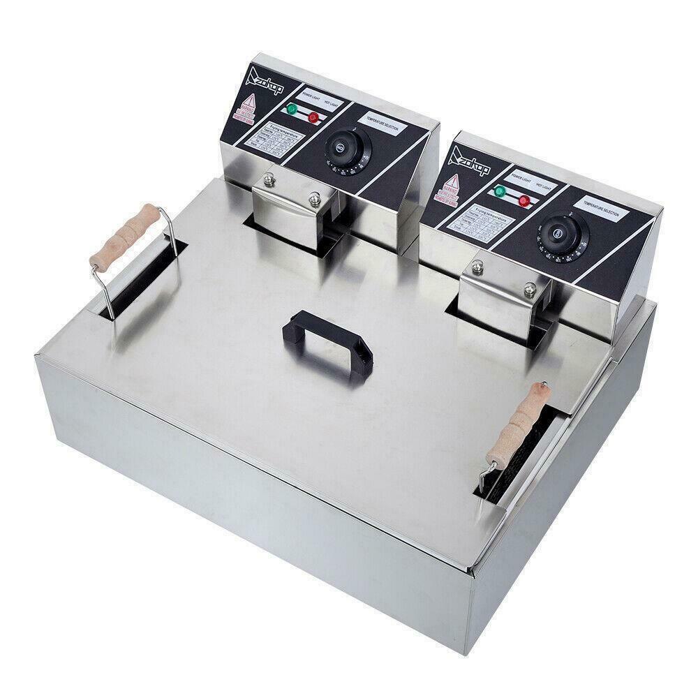 Powerful Electric Countertop Double Deep Oil Fryer With Basket - Westfield Retailers