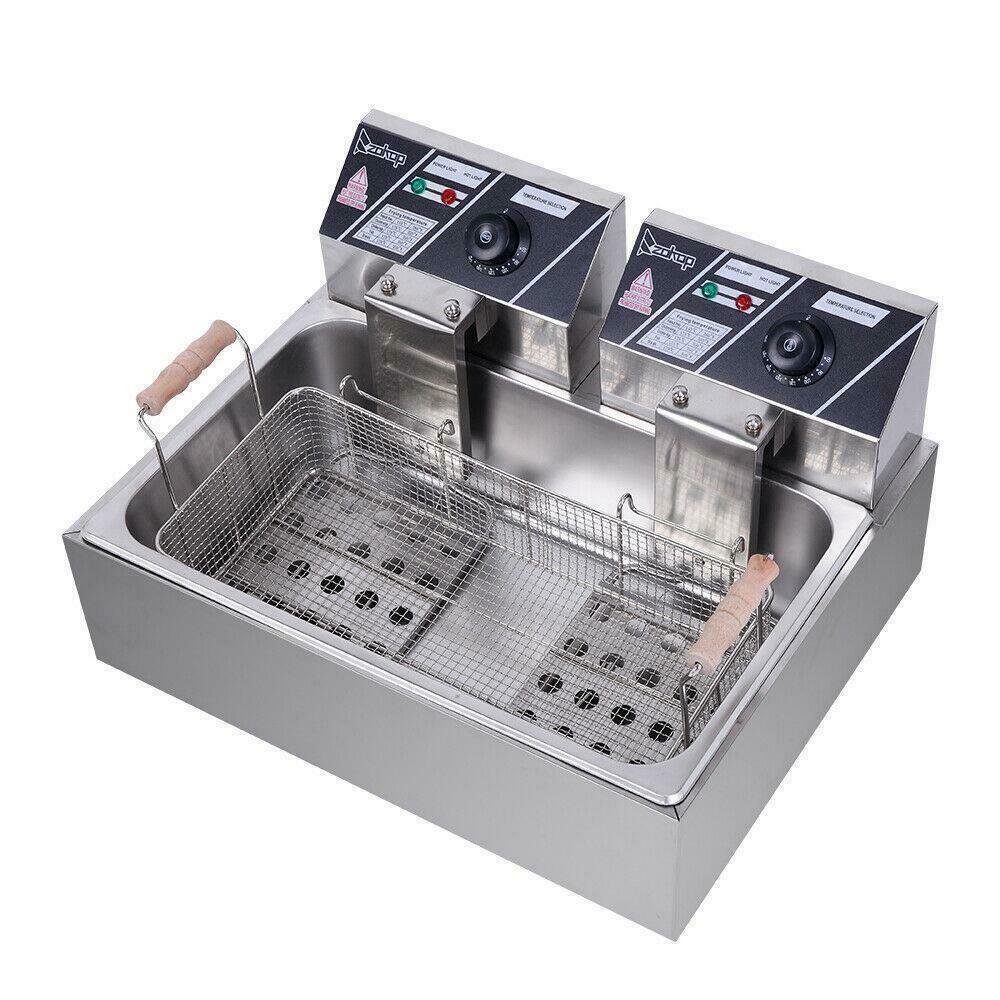 Powerful Electric Countertop Double Deep Oil Fryer With Basket - Westfield Retailers