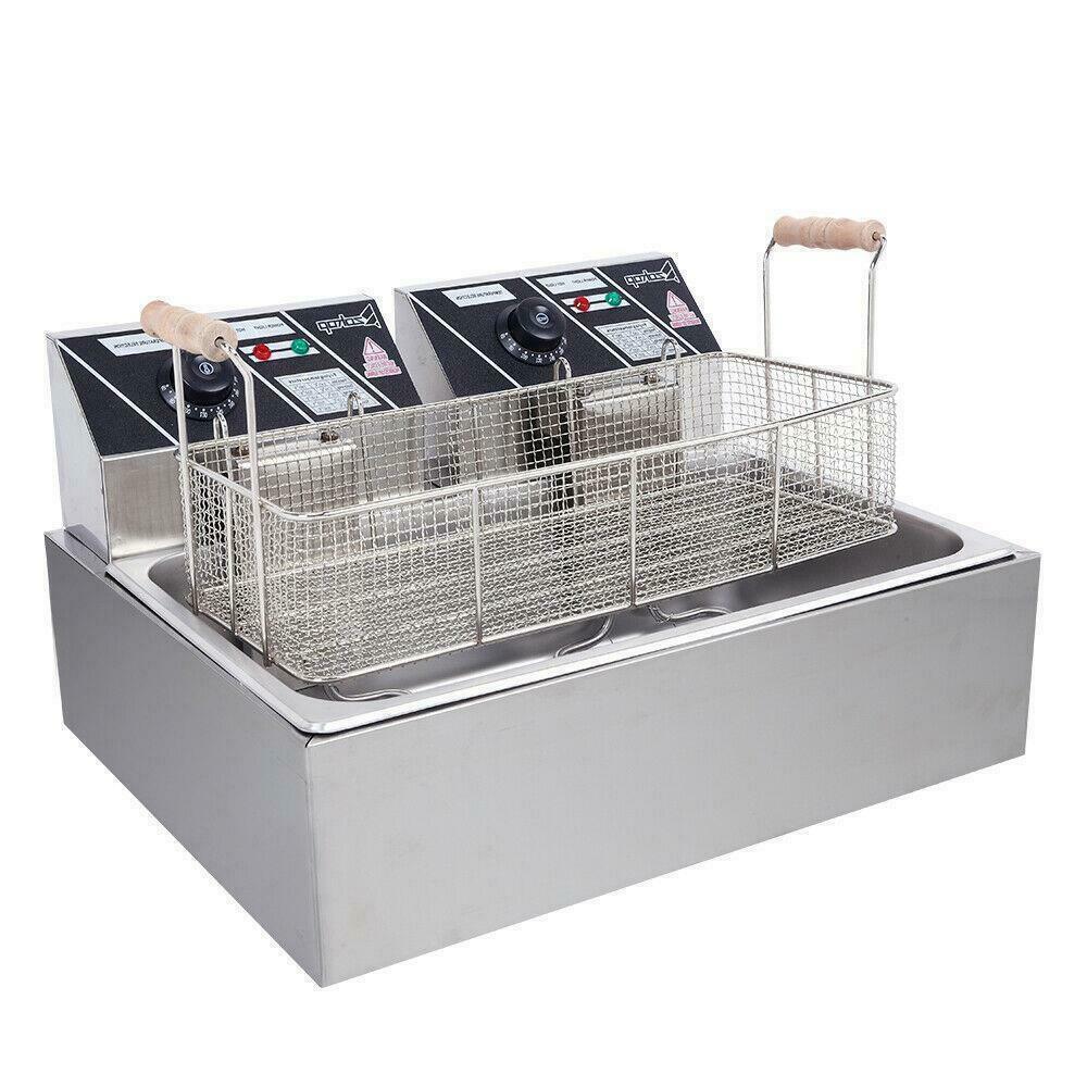 Powerful Electric Countertop Double Deep Oil Fryer With Basket - Westfield Retailers