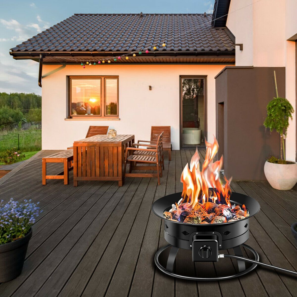 Portable Compact Outdoor Propane Gas Fire Pit 58,000 BTU - Westfield Retailers
