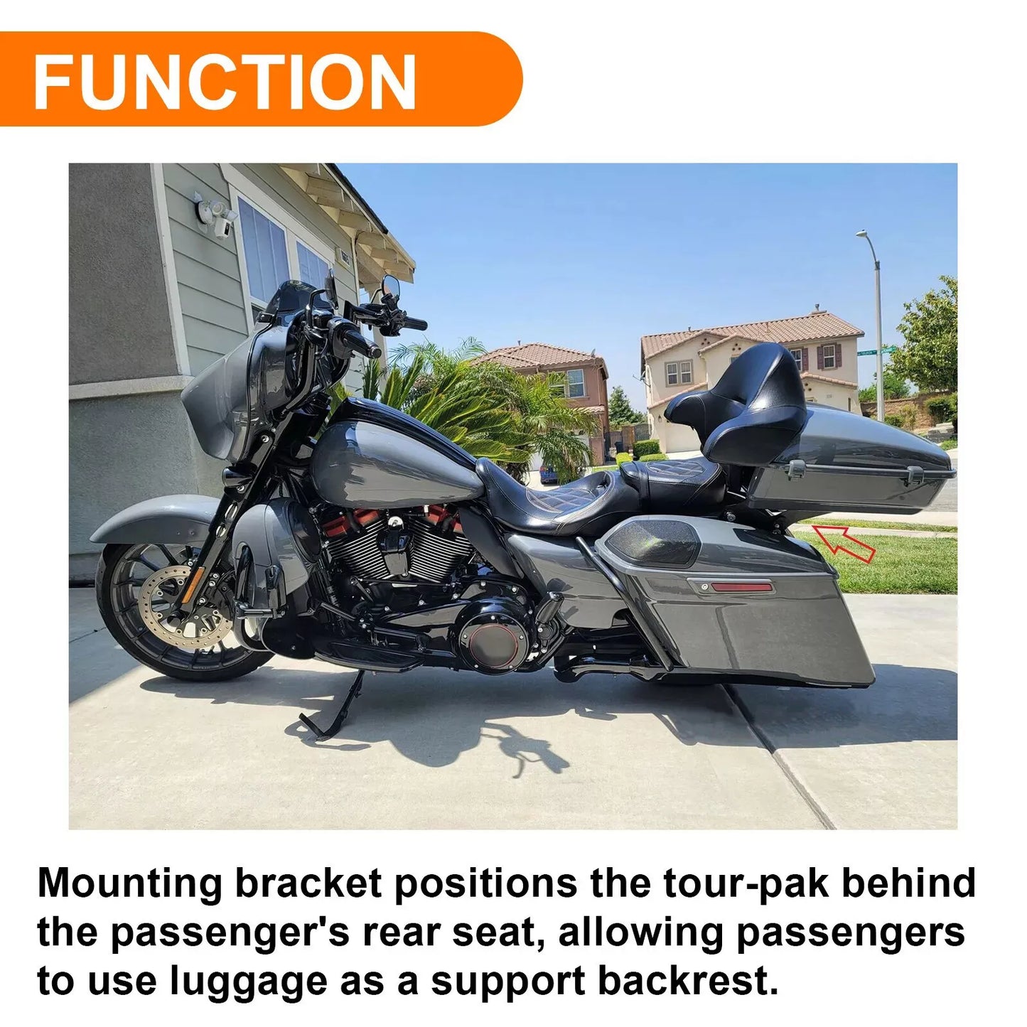 Two Up Tour Pack Mount Rack Bracket For Harley Touring Road King Glide
