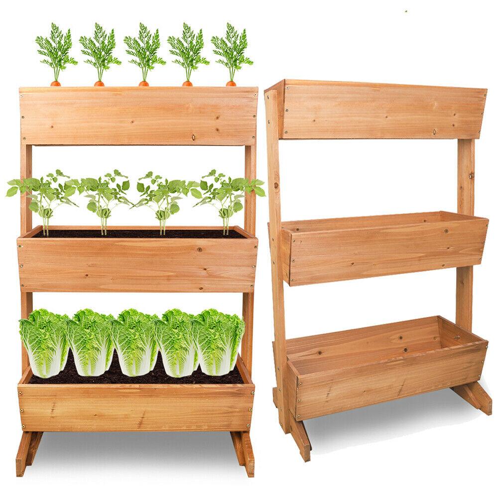Large Wooden 3 Tier Vertical Raised Garden Planter Stand - Westfield Retailers