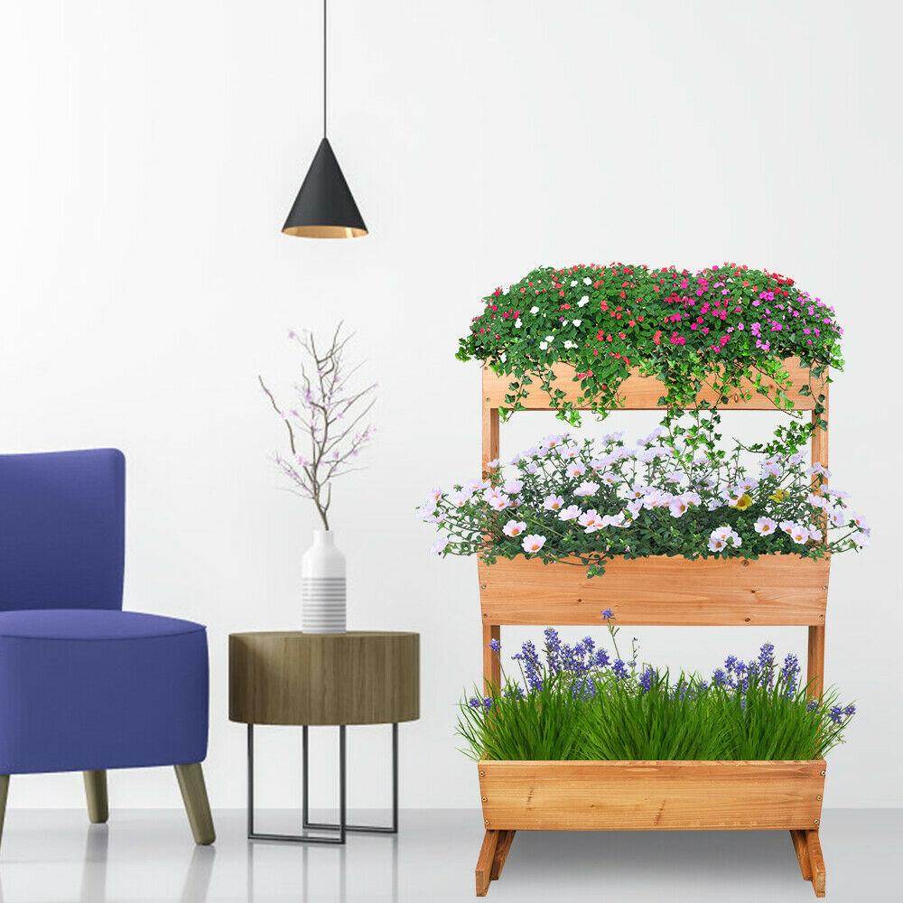 Large Wooden 3 Tier Vertical Raised Garden Planter Stand - Westfield Retailers