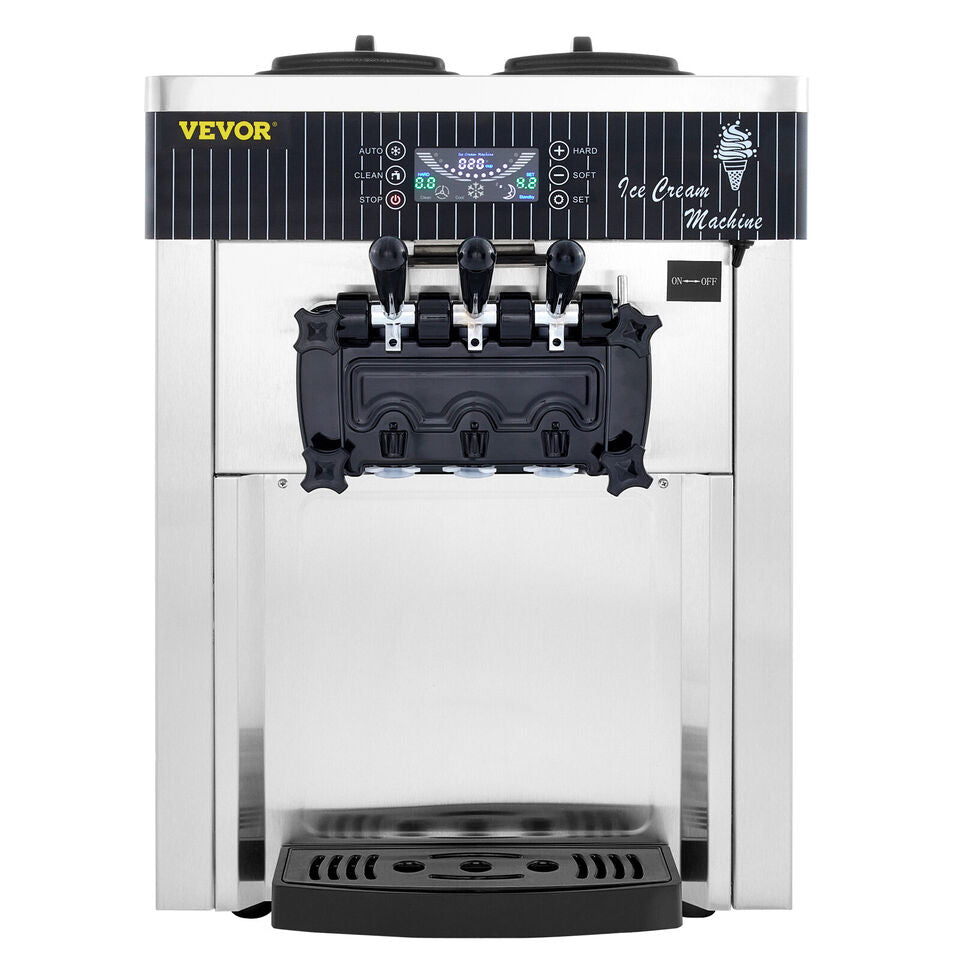 2200W Commercial 3 Flavor Soft Ice Cream Stainless Steel Machine With LED Display