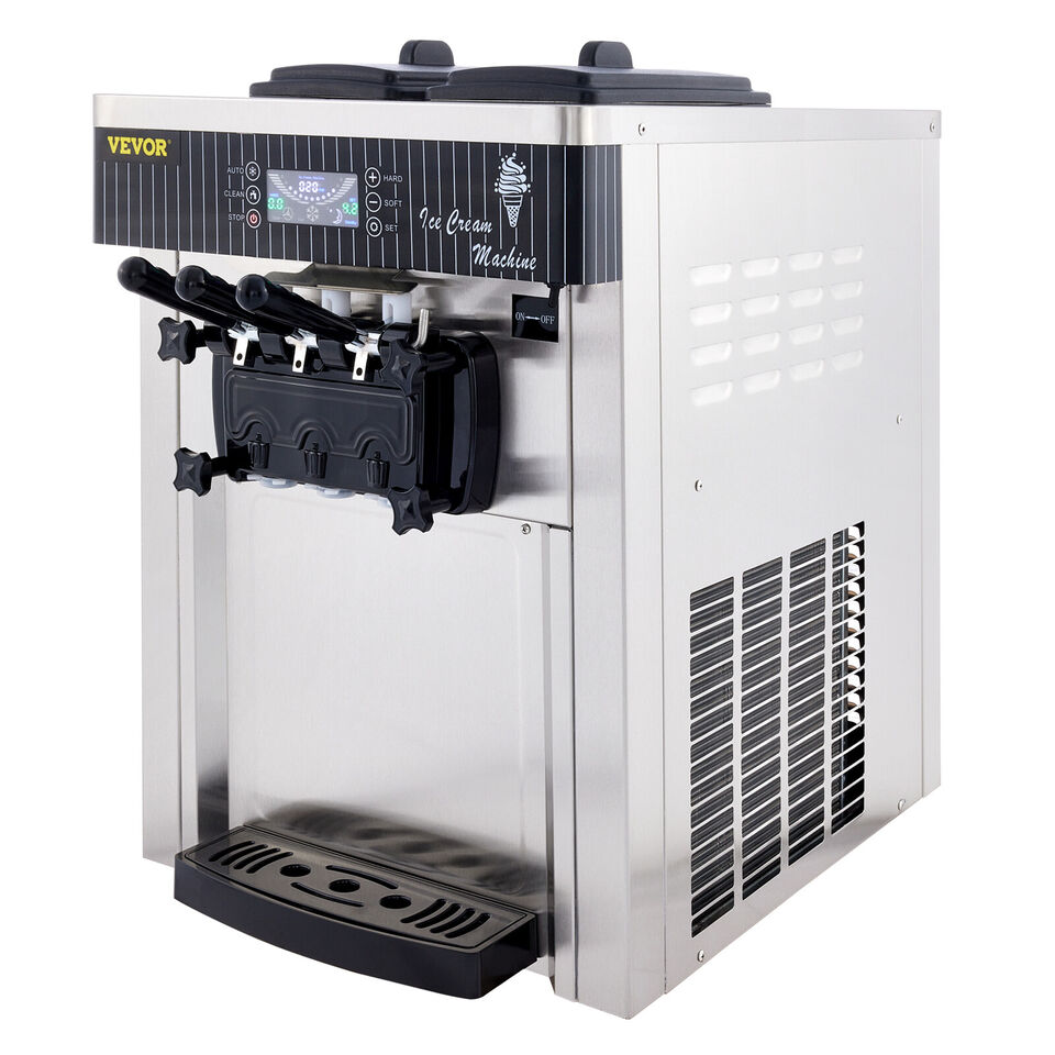 2200W Commercial 3 Flavor Soft Ice Cream Stainless Steel Machine With LED Display