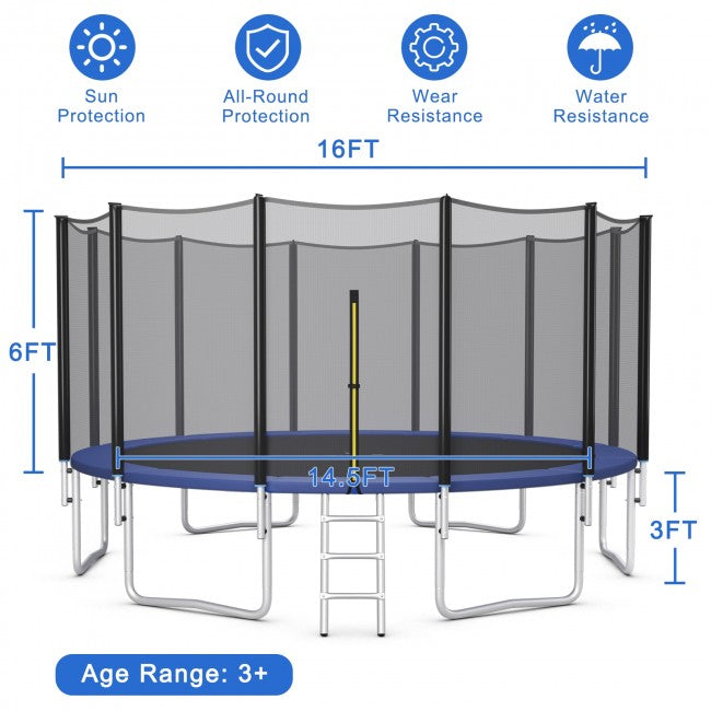 Outdoor Trampoline Combo Bounce Jump with Safety Closure Net Ladder