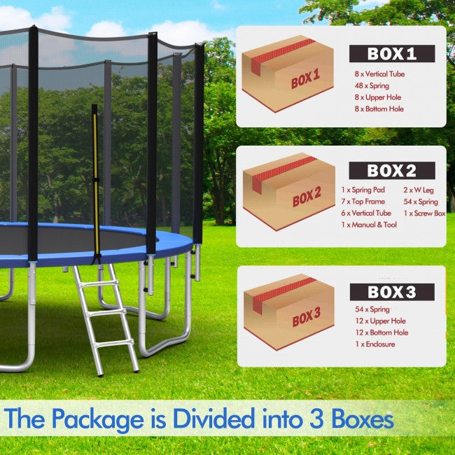 Outdoor Trampoline Combo Bounce Jump with Safety Closure Net Ladder