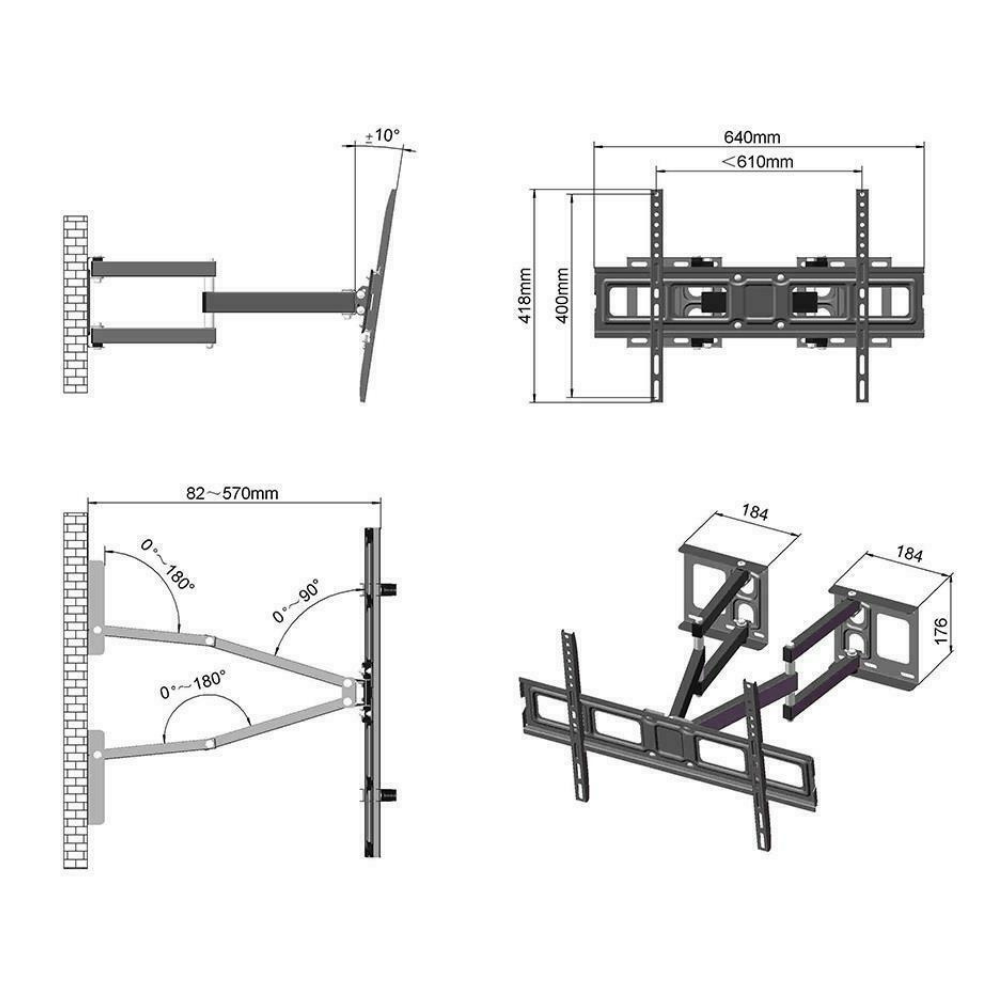 Heavy Duty Adjusting Corner TV Wall Mount Bracket 32 - 70 in - Westfield Retailers