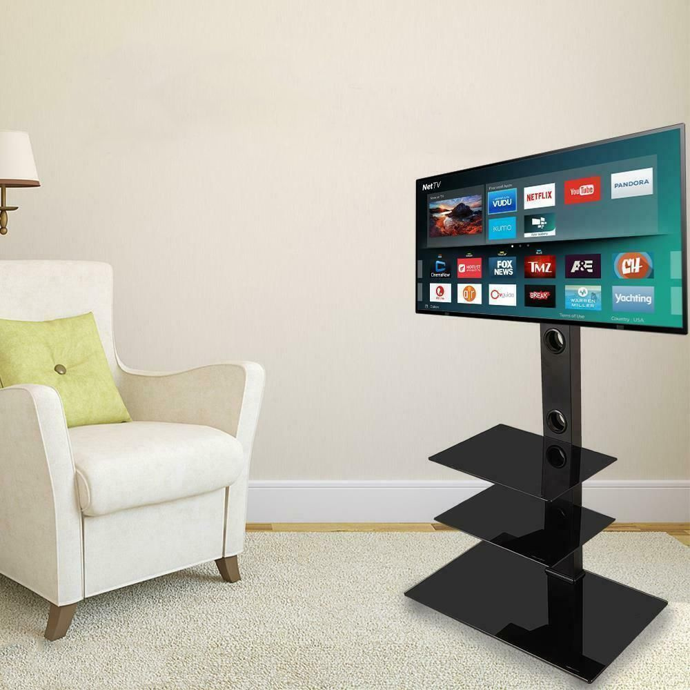 Tall Universal Swivel TV Stand With Storage Shelves 32" - 65" - Westfield Retailers