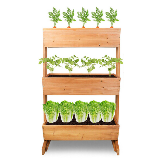 Large Wooden 3 Tier Vertical Raised Garden Planter Stand - Westfield Retailers