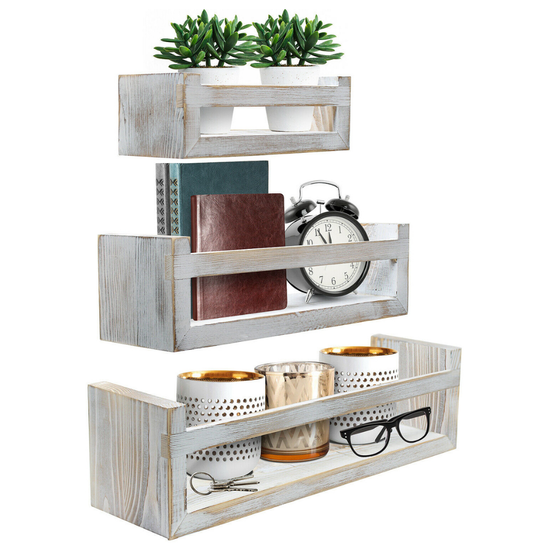 Premium Wall Mounted Floating Wooden Rustic Kitchen Shelves - Westfield Retailers