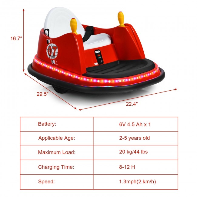 6V Kids Ride On Bumper Car 360-Degree Spin Race Toy with Remote Control