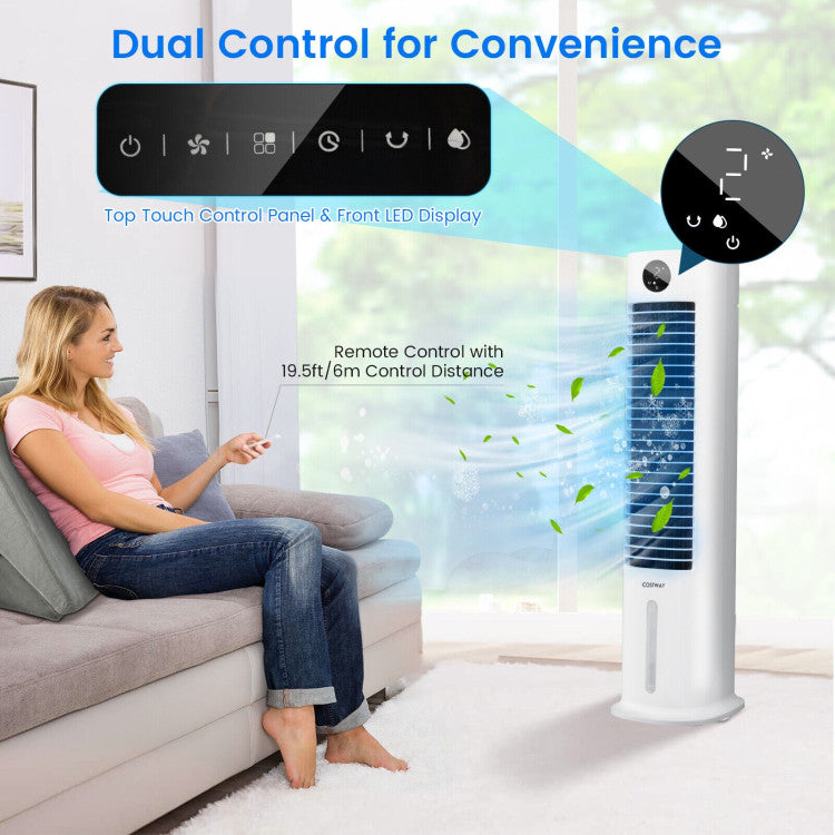 42 Inch 3-in-1 Portable Evaporative Air Cooler Tower Fan with 9H Timer Remote