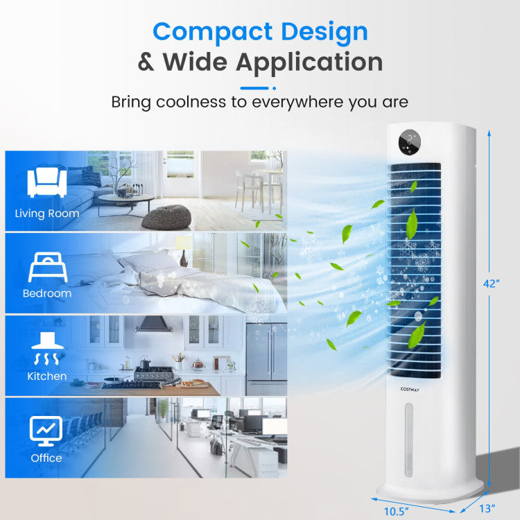 42 Inch 3-in-1 Portable Evaporative Air Cooler Tower Fan with 9H Timer Remote