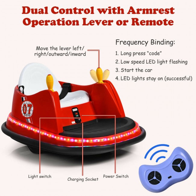 6V Kids Ride On Bumper Car 360-Degree Spin Race Toy with Remote Control