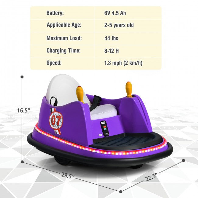 6V Kids Ride On Bumper Car 360-Degree Spin Race Toy with Remote Control