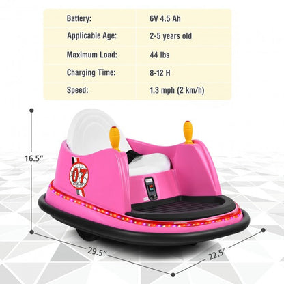 6V Kids Ride On Bumper Car 360-Degree Spin Race Toy with Remote Control