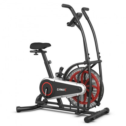 Motion Upright Air Bike Fan Exercise Bike with Unlimited Resistance and Adjustable Seat