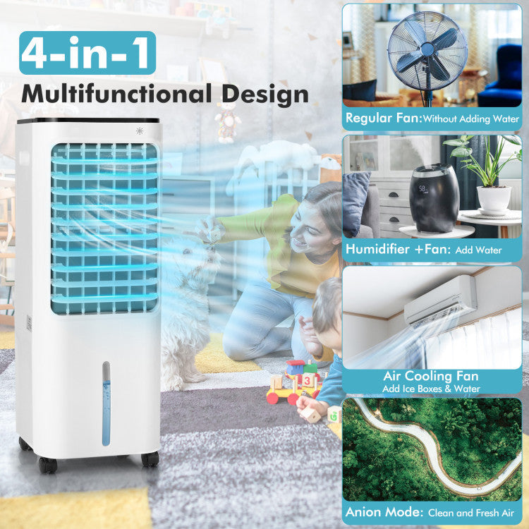 4-in-1 Evaporative Air Cooler with 12L Water Tank and 4 Ice Boxes