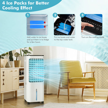 4-in-1 Evaporative Air Cooler with 12L Water Tank and 4 Ice Boxes