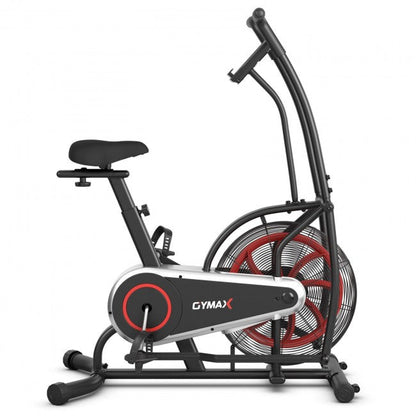 Motion Upright Air Bike Fan Exercise Bike with Unlimited Resistance and Adjustable Seat