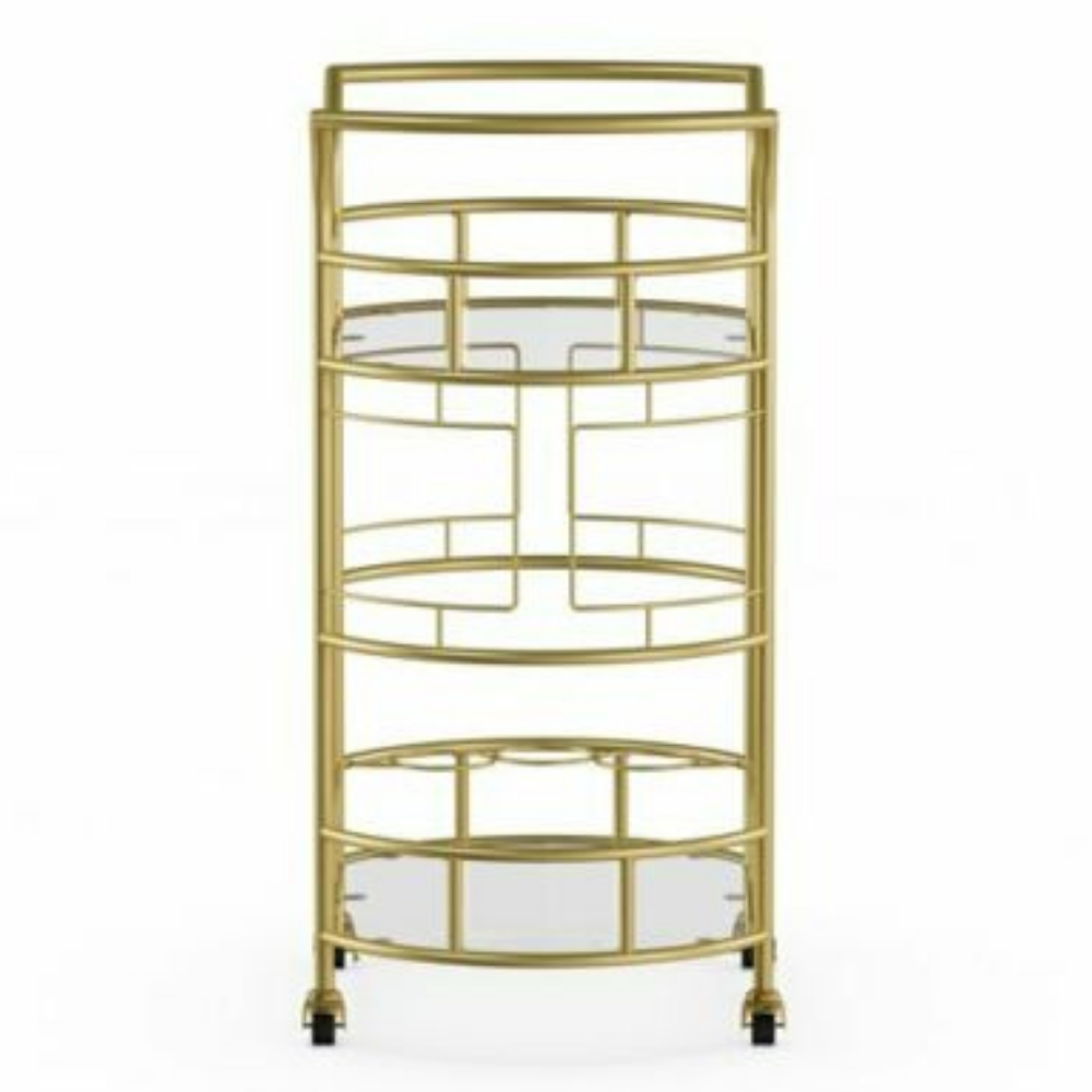 Modern Rolling Wine Liquor Beverage Gold Bar Cart - Westfield Retailers