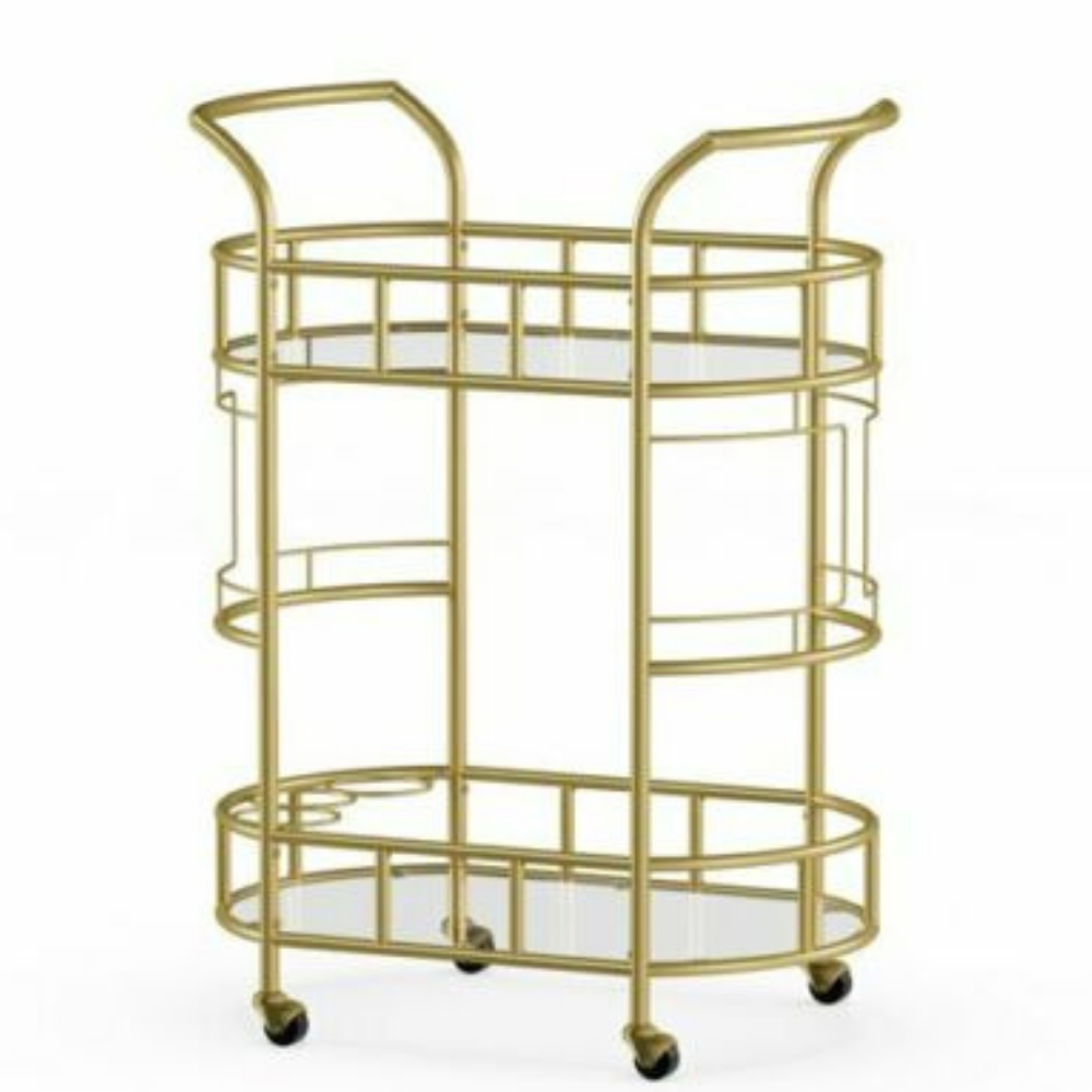 Modern Rolling Wine Liquor Beverage Gold Bar Cart - Westfield Retailers