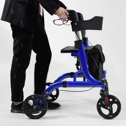 SeniorAid™ Upright Walker - Best Premium Rolling 4 Wheel Senior Standing Rollator Walker With Seat And Brakes - Westfield Retailers