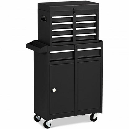 2-in-1 Big Rolling Tool Chest Organizer Detachable Storage Cabinet with 5 Sliding Drawers