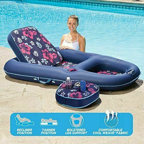 Aqua 2 in 1 Pool Float Lounger / Floaties- Recliner and Tanner Swimming Pool Lounger w Drink Holder Float - Westfield Retailers