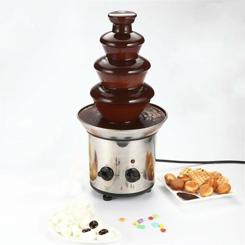 4 Tier Chocolate Fondue Fountain Stainless Steel Machine - Westfield Retailers