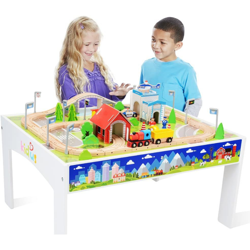 Kids Large Complete Wooden Train Set Table - Westfield Retailers