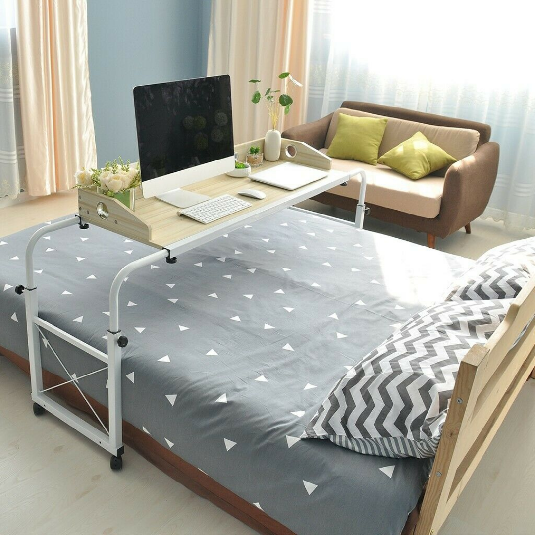 Large Spacious Adjustable Over Bed Table With Wheels - Westfield Retailers