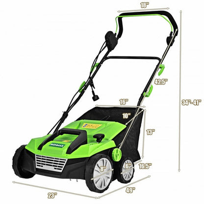 13 Amp 15" Electric Lawn Mower Corded Scarifier With 50L Collection Bag