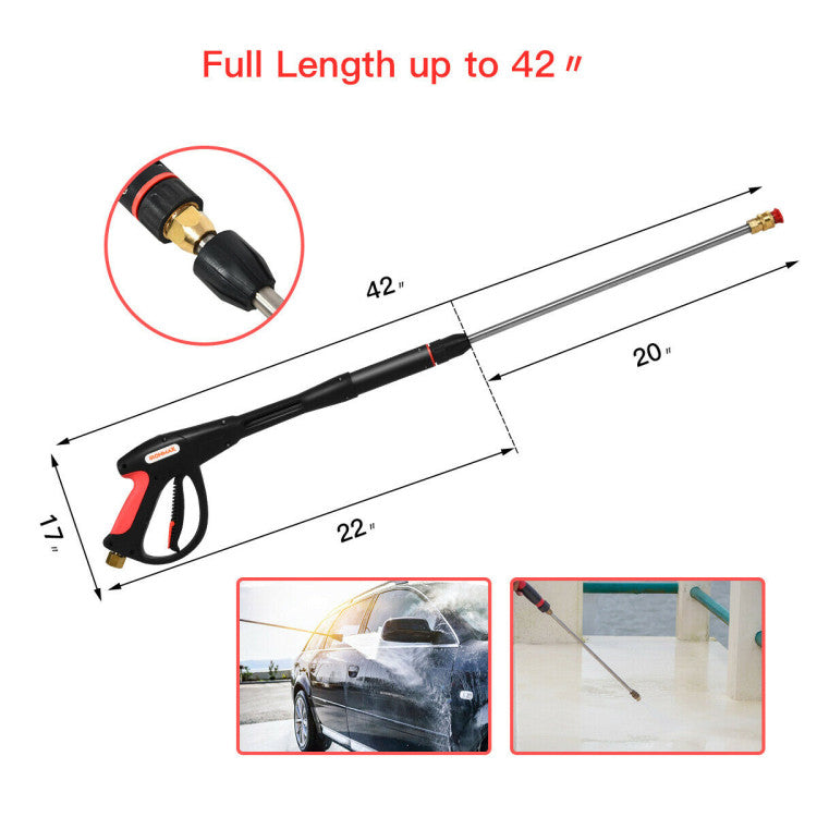 Pressure Washer Gun with 20-Inch Extension Wand Lance- upto 4000 PSI